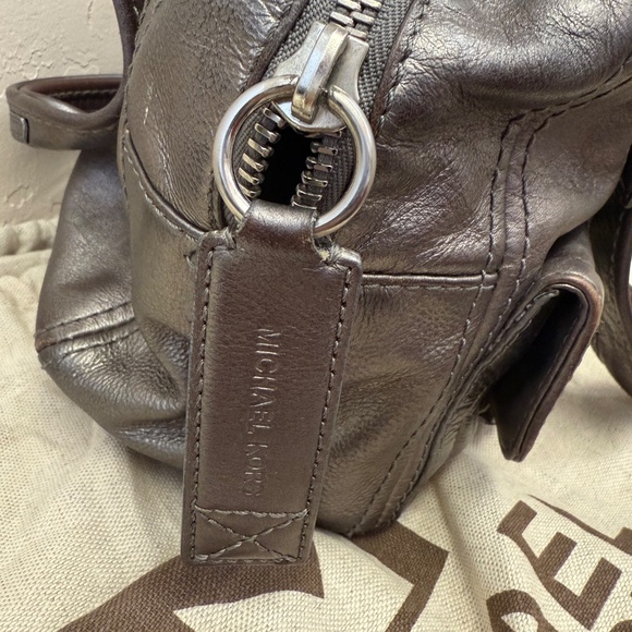 MICHAEL Michael Kors Gunmetal Ranger Leather Satchel Y2K - Picture 6 of 9